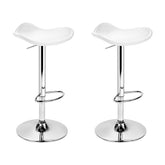 Artiss 2x Bar Stools Leather Gas Lift Chair White Chez Guru