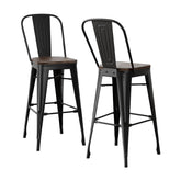 2x Artiss Metal Bar Stools Wooden Seat Retro Counter Stool Chez Guru