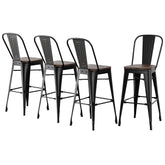 4x Artiss Metal Bar Stools Wooden Seat Retro Counter Stool Chez Guru