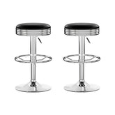 Artiss Set of 2 Backless PU Leather Bar Stools - Black and Chrome Chez Guru
