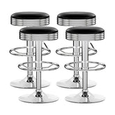 Artiss 4x Bar Stools Leather Padded Gas Lift Silver Chez Guru