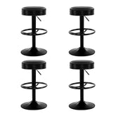 Artiss 4x Bar Stools Leather Padded Gas Lift Black Chez Guru