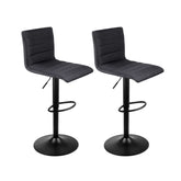 Artiss 2x Bar Stools Gas Lift Linen Fabric Black Chez Guru