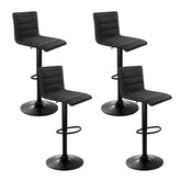 Artiss 4x Bar Stools Gas Lift Linen Fabric Black Chez Guru