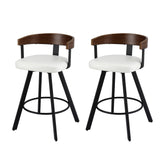 2x Artiss Bar Stools Swivel Kitchen Chairs Metal Legs Bentwood Counter White PU
