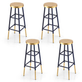 Artiss 4x Bar Stools Metal Gold Navy