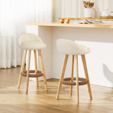 Artiss 2x Bar Stools Padded Leather Wooden Beige Chez Guru