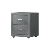 Artiss Bedside Table 2 Drawers Fabric - CADEN Grey Chez Guru