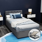 Artiss Bed Frame King Single Size Gas Lift Grey VILA Chez Guru