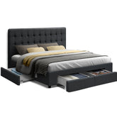 Artiss Bed Frame Double Size with 4 Drawers Grey AVIO Chez Guru