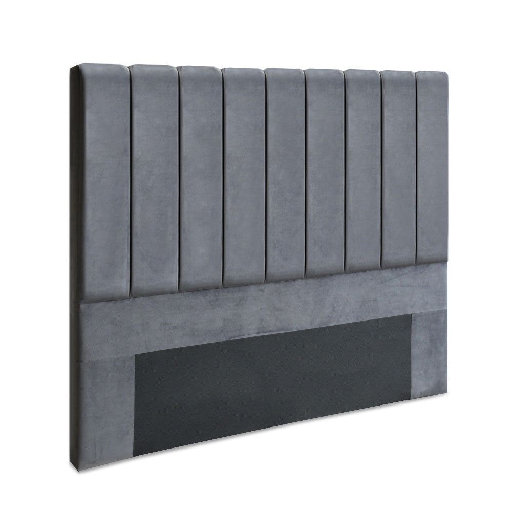 Artiss Bed Head Headboard Queen Velvet - VELA Grey Chez Guru