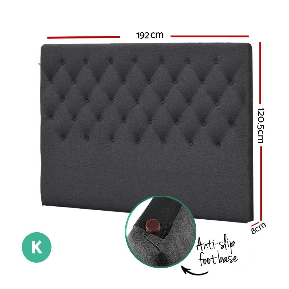 Artiss Bed Head Headboard King Size Fabric - CAPPI Charcoal Chez Guru
