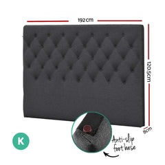 Artiss Bed Head Headboard King Size Fabric - CAPPI Charcoal Chez Guru