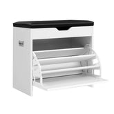 Artiss Shoe Rack Cabinet Bench 3-tier 15 Pairs White Chez Guru