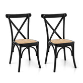 Artiss Dining Chairs Rattan Wooden Kitchen Accent Chair - x2