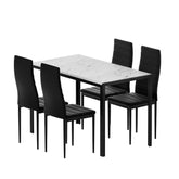 1 Artiss Dining Table and 4 Chairs Set Marble Effect Chez Guru