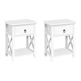 Artiss 2 X Bedside Table 1 Drawer with Shelf - EMMA White Chez Guru