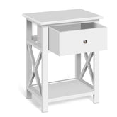 Artiss Bedside Table 1 Drawer with Shelf - EMMA White Chez Guru
