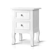 Artiss Bedside Table 2 Drawers - BISSET White Chez Guru