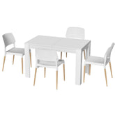 1 Artiss Dining Table and 4 Chairs Set White Wood Chez Guru