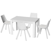 1 Artiss Dining Table and 4 Chairs Set Rectangle White Chez Guru