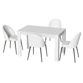 1 Artiss Dining Table and 4 Chairs Set White Sherpa Chez Guru