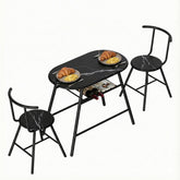 Artiss Dining Table Set 3PC Bistro Kitchen Storage Wine Rack Black Marble Style