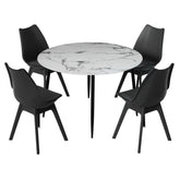1 Artiss Dining Table and 4 Chairs Set Marble Black Chez Guru