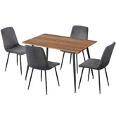 1 Artiss Dining Table and 4 Chairs Set Grey Velvet Chez Guru