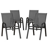 Gardeon 4PC Outdoor Dining Chairs Stackable Lounge Chair Patio Furniture Grey