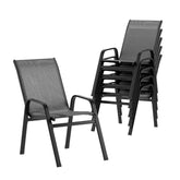 Gardeon 6PC Outdoor Dining Chairs Stackable Lounge Chair Patio Furniture Grey Chez Guru