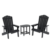 Gardeon Outdoor Table and Chairs HDPE Adirondack Beach Chair Sun Lounge Patio Furniture Garden Black