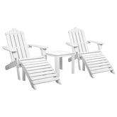 Gardeon 5PC Adirondack Outdoor Table and Chairs Wooden Sun Lounge Patio Furniture White Chez Guru