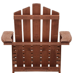 Gardeon 3PC Adirondack Outdoor Table and Chairs Wooden Beach Chair Brown Chez Guru
