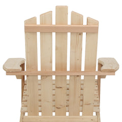Gardeon 3PC Adirondack Outdoor Table and Chairs Wooden Beach Chair Natural Chez Guru