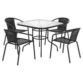 Gardeon Outdoor Dining Set 5 Piece Steel Stackable Chairs Table Patio Furniture Chez Guru