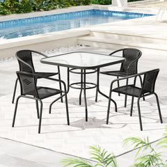 Gardeon Outdoor Dining Set 5 Piece Steel Stackable Chairs Table Patio Furniture Chez Guru