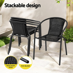 Gardeon Outdoor Dining Set 5 Piece Steel Stackable Chairs Table Patio Furniture Chez Guru