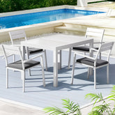 White Gardeon outdoor dining set with extendable aluminium table