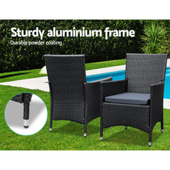 Gardeon Outdoor Dining Set 7 Piece Wicker Lounge Setting Black Chez Guru