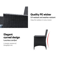 Gardeon Outdoor Dining Set 7 Piece Wicker Lounge Setting Black Chez Guru