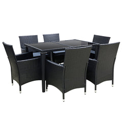 Gardeon Outdoor Dining Set 7 Piece Wicker Lounge Setting Black Chez Guru