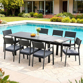 Gardeon Outdoor Dining Set 9PCS Aluminum Extendable Table Chairs Patio Furniture