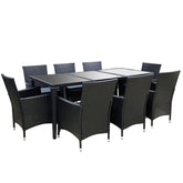 Gardeon Outdoor Dining Set 9 Piece Wicker Lounge Setting Black Chez Guru