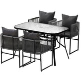 Gardeon 5PCS Outdoor Dining Set Table and Chairs Rope Patio Furniture Garden Black