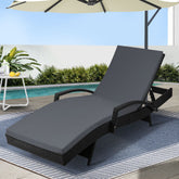 Gardeon Sun Lounge Wicker Lounger Outdoor Furniture Beach Chair Patio Adjustable Cushion Black Chez Guru