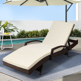Gardeon Sun Lounge Wicker Lounger Outdoor Furniture Beach Chair Patio Adjustable Cushion Brown Chez Guru