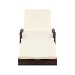Gardeon Sun Lounge Wicker Lounger Outdoor Furniture Beach Chair Patio Adjustable Cushion Brown Chez Guru