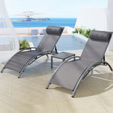 Gardeon 3PC Sun Lounge Outdoor Lounger Steel Table Chairs Patio Furniture Grey Chez Guru