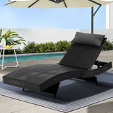 Gardeon Sun Lounge Wicker Lounger Outdoor Furniture Beach Chair Garden Adjustable Black Chez Guru